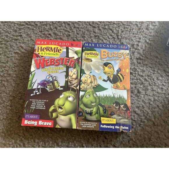 Max Lucado’s Hermie & Friends WEBSTER THE SCAREDY SPIDER 2004 VHS BUZBY Bee - Picture 1 of 4